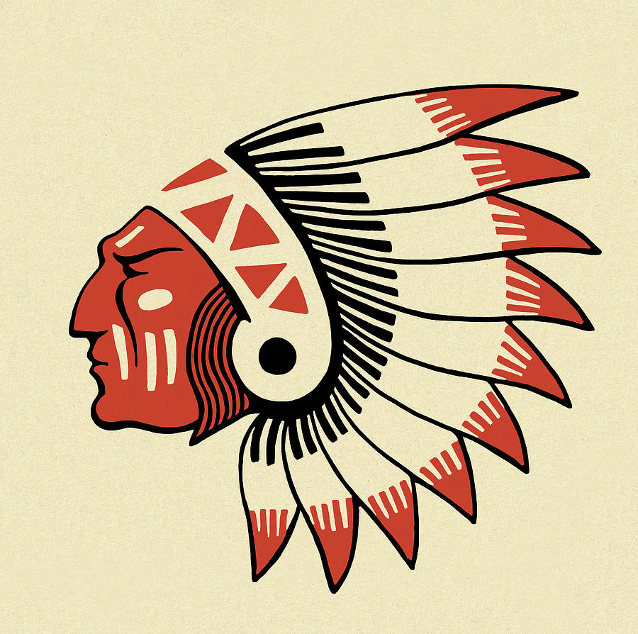 Vintage Drawing - Profile of an Indian Chief by CSA Images