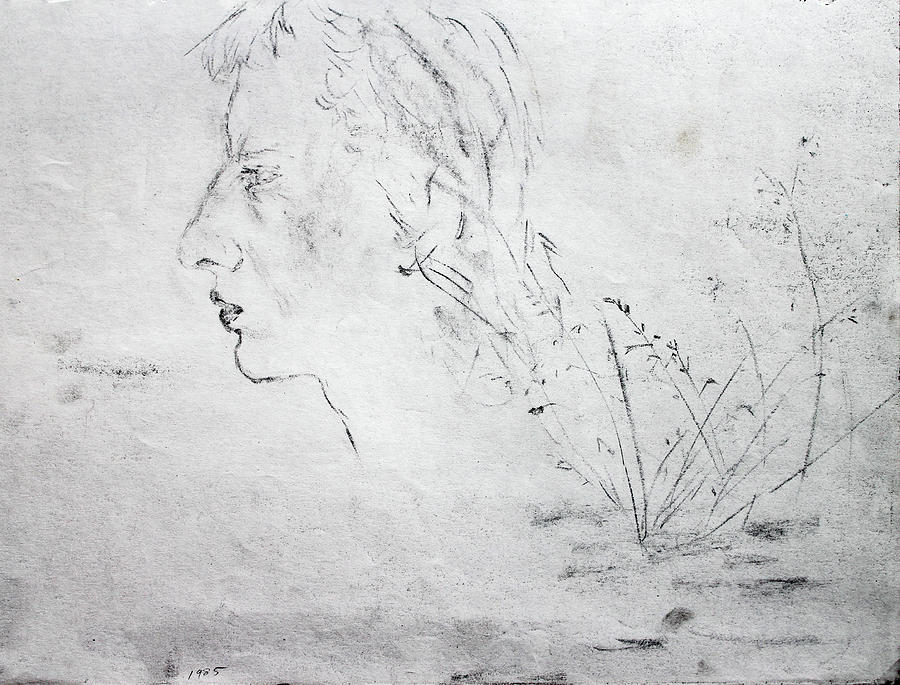 Profile Sketch of a Young Man Painting by Asha Carolyn Young