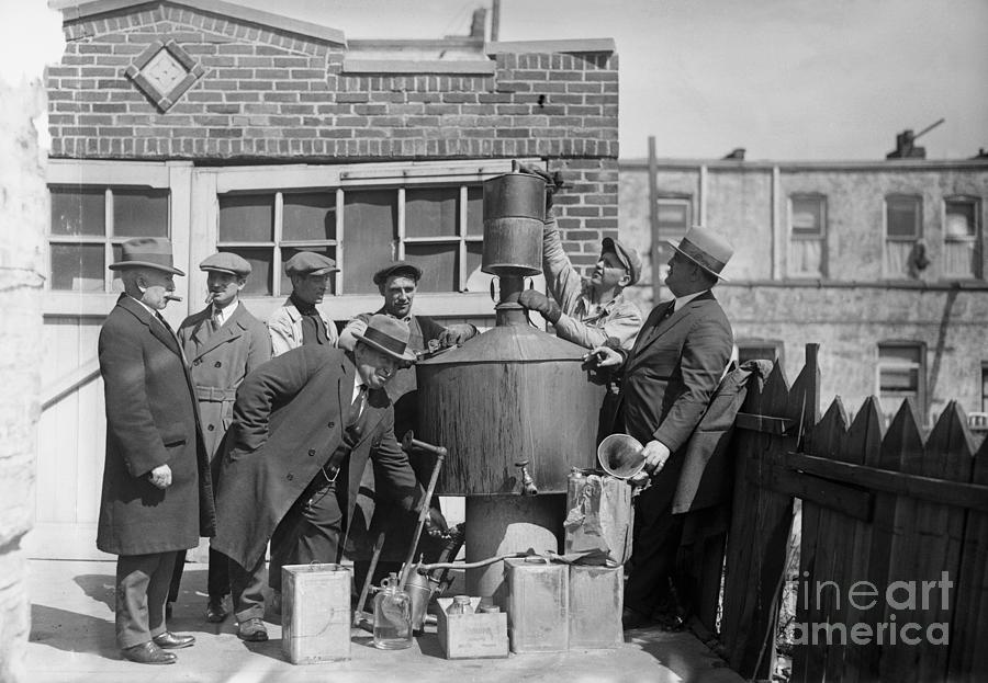 Prohibition Authorities With Captured Photograph by Bettmann