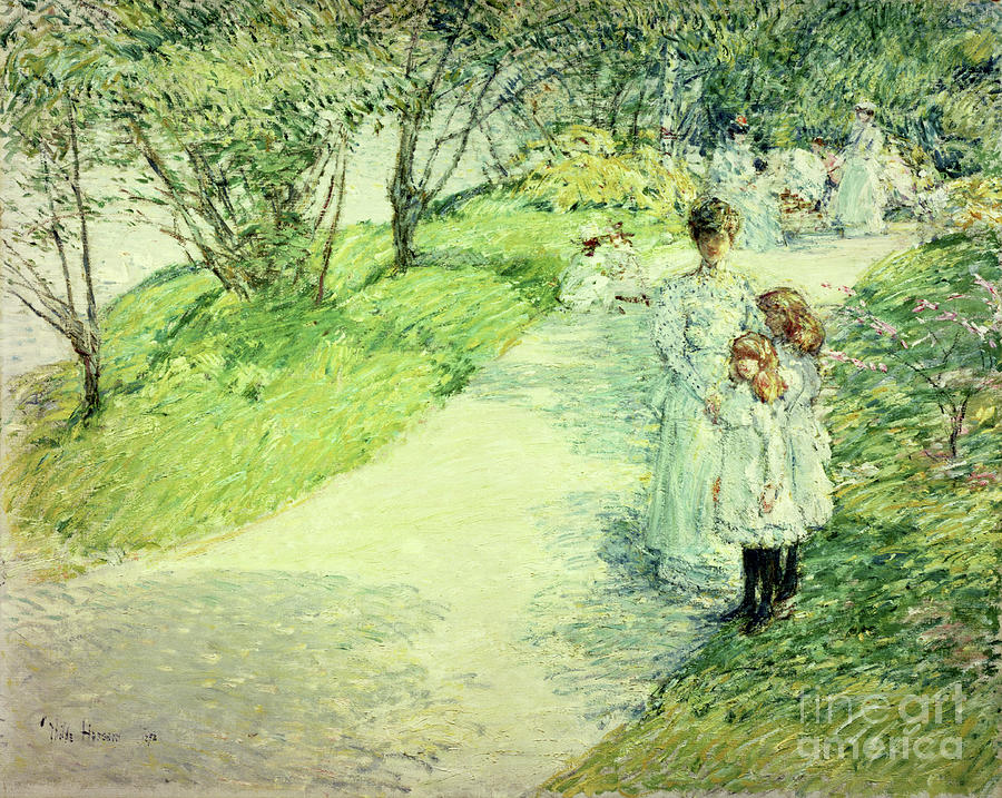 Promenaders In The Garden, 1898 Painting by Childe Frederick Hassam
