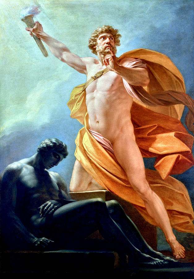 Nude Painting - Prometheus Brings Fire to Mankind by Friedrich Henrich Fuger
