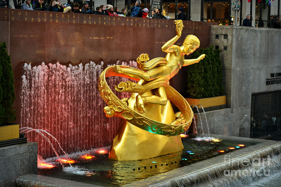 Prometheus Sculpture And Fountain At Rockefeller Center - New York Photograph