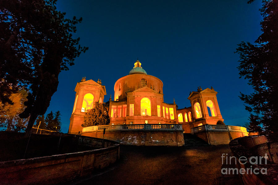 Pronaos and facade of San Luca night Photograph by Benny Marty