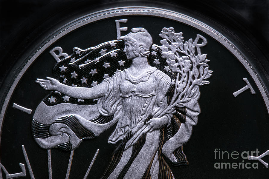 Proof Silver Eagle Dollar Coin Macro Digital Art by Randy Steele