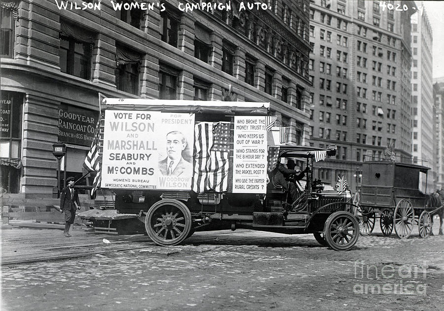 Propaganda Poster On Wilson Campaign Car Photograph by Bettmann