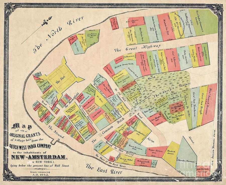 Property Map For New Amsterdam Photograph by Lionel Pincus And Princess Firyal Map Division/new York Public Library/science Photo Library