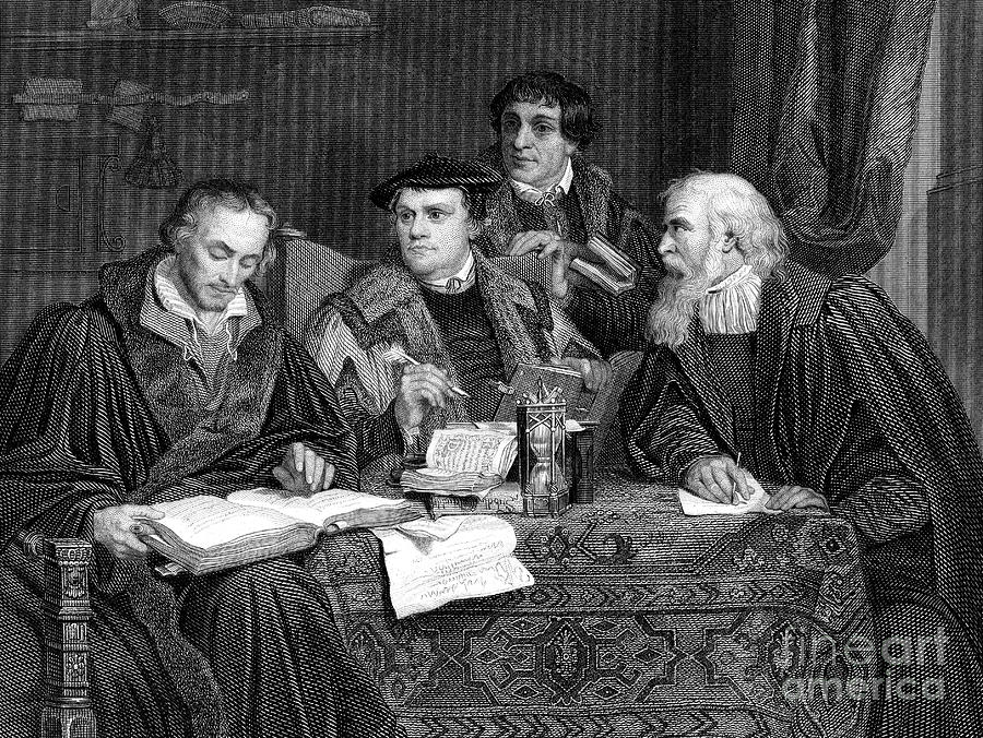 Protestant Theologians Working Drawing by Print Collector