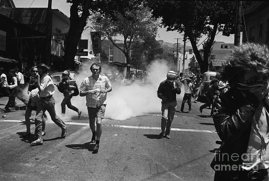 Protesters Running From Tear Gas Cloud By Bettmann 1946