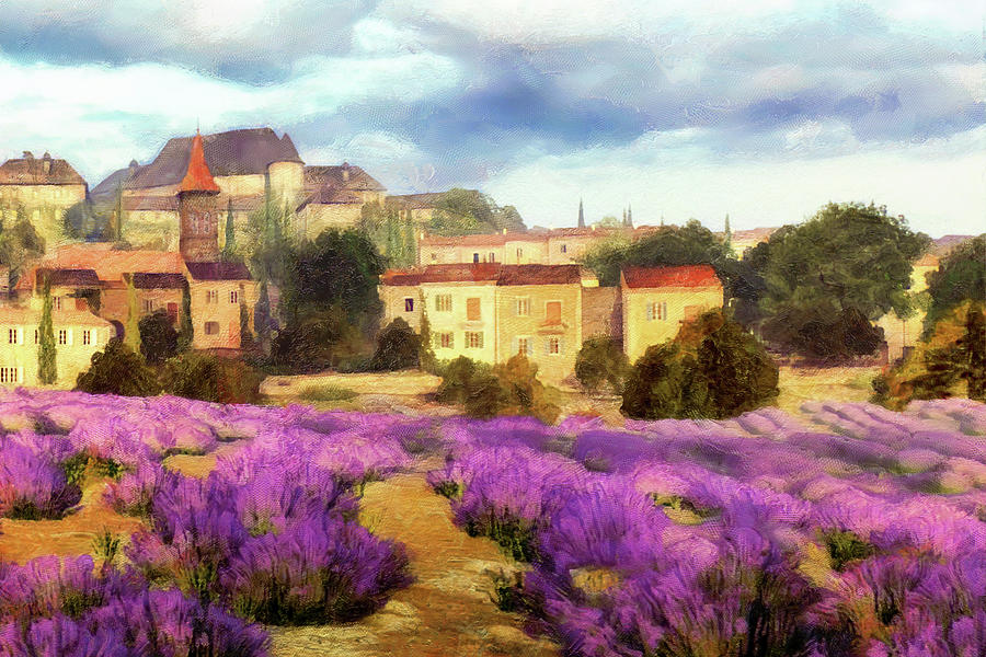 Countryside Painting - Provences Lavender Fields I by Alonzo Saunders