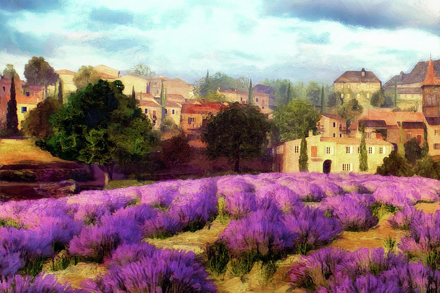 Countryside Painting - Provences Lavender Fields II by Alonzo Saunders