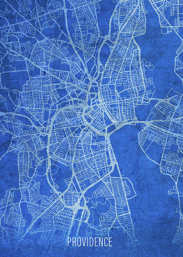 Providence Rhode Island City Street Map Blueprints Mixed Media