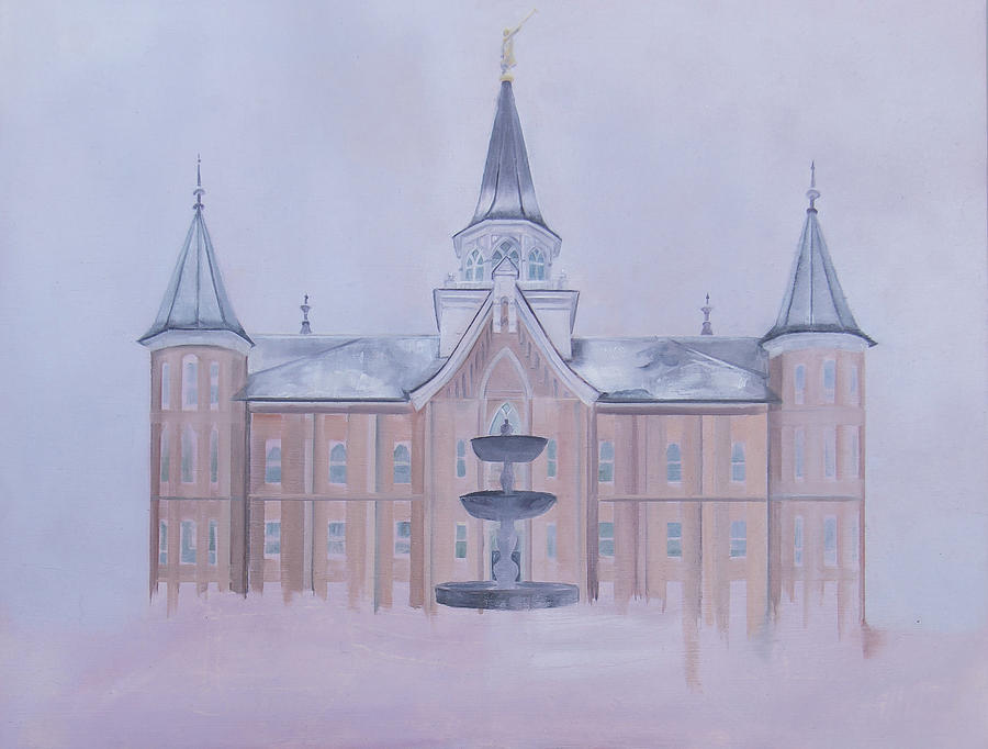 Provo City Center Temple in Winter Painting by Nila Jane Autry