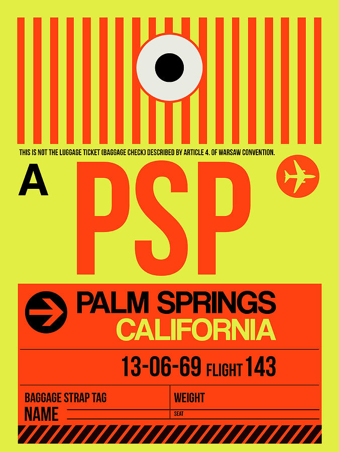 PSP Palm Springs Luggage Tag I Digital Art by Naxart Studio