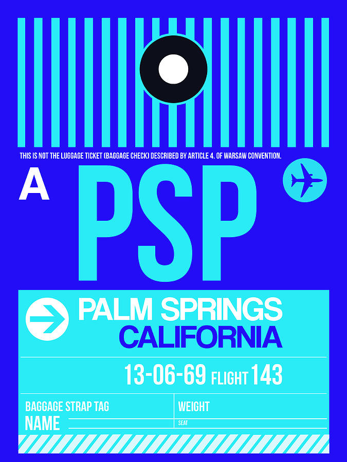 Vintage Digital Art - PSP Palm Springs Luggage Tag II by Naxart Studio