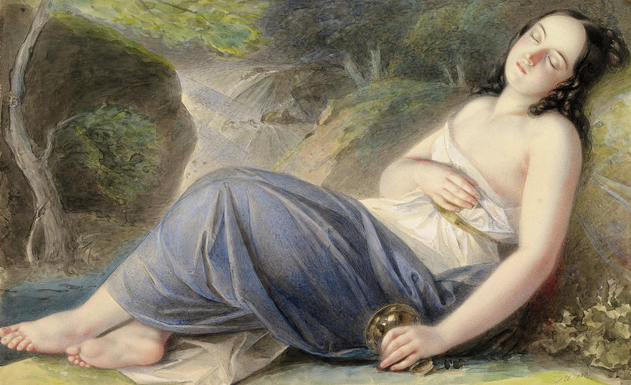 Psyche Asleep in a Landscape. Painting by Karl Joseph Aloys Agricola Psyche Asleep in a Landscape. Painting by Karl Joseph Aloys Agricola
