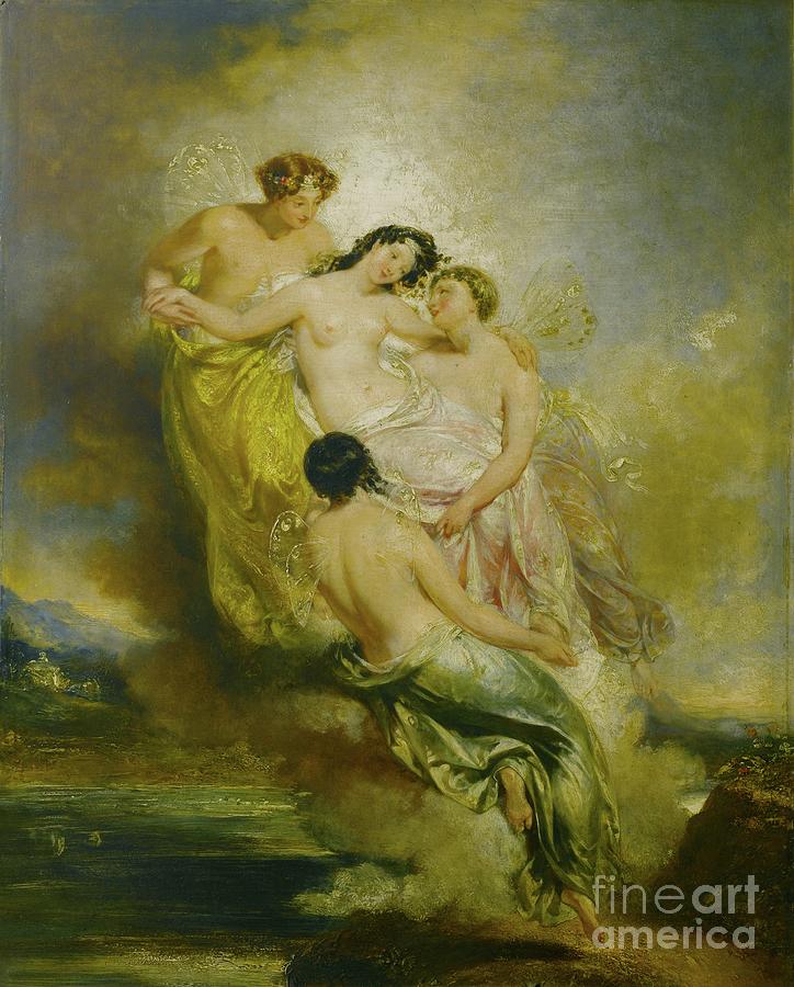 Psyche Conveyed By Zephyrs To The Valley Of Pleasure, 1826 Painting by John Wood