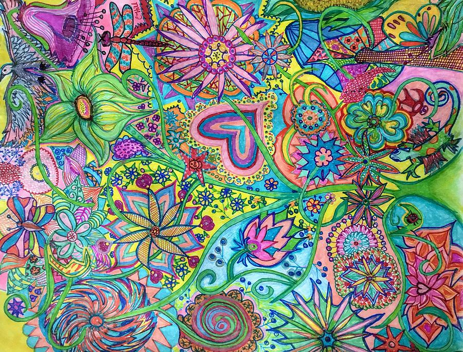 Psychedelic flowers Drawing by Cheryl Hill Pixels