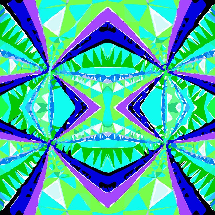 Psychedelic Geometric Abstract Pattern Background In Green