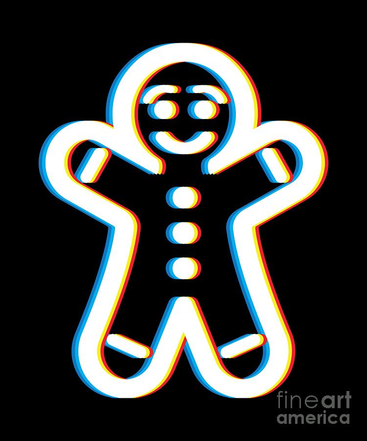 Psychedelic Gingerbread Man Psy Trance Music Trippy Christmas Party Gift Cool Neon Digital Art by Martin Hicks