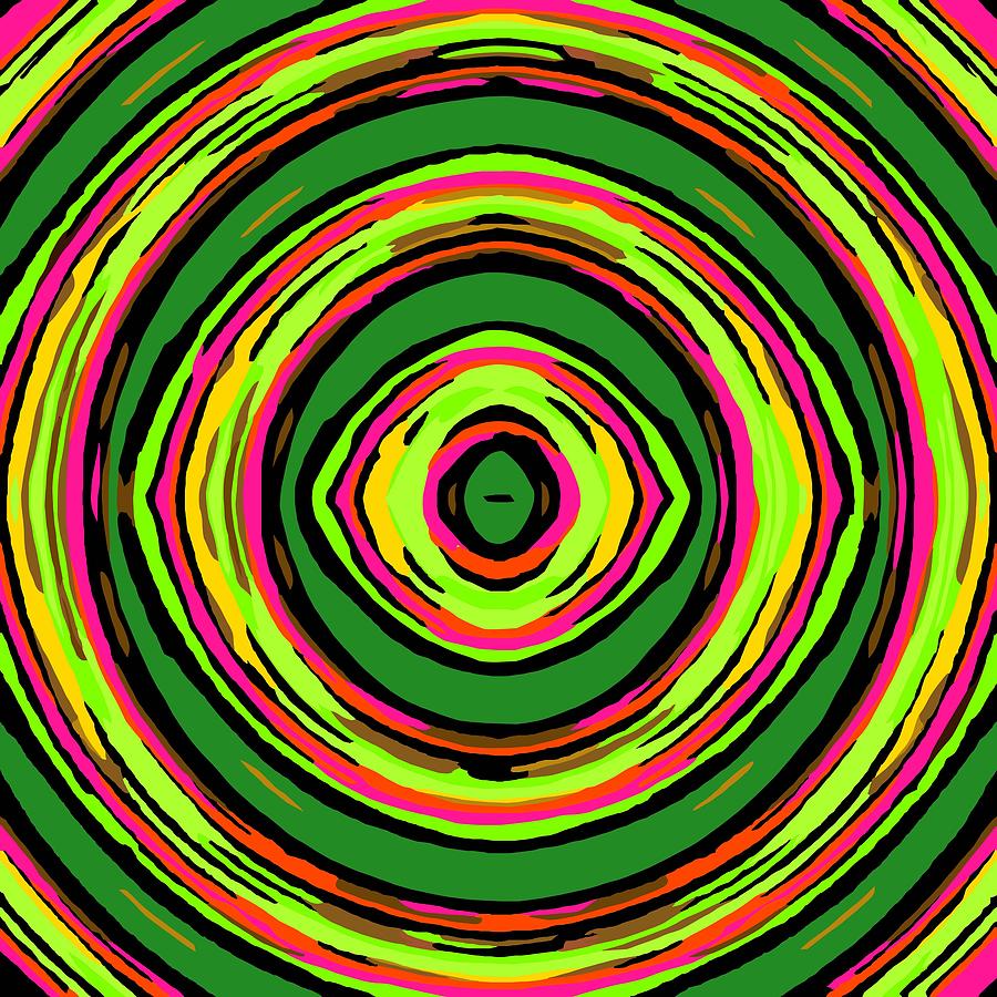 Psychedelic Graffiti Circle Pattern Abstract In Green Pink And Yellow Digital Art