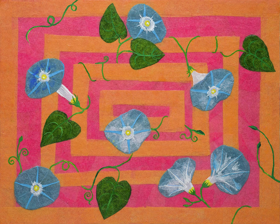 Psychedelic Morning Glories Mixed Media by Laelia Watt