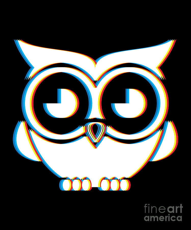 Psychedelic Owl Gift Psy Trance Music Trippy Retro 3D Effect Design for Animal Lovers #2 Digital Art by Martin Hicks