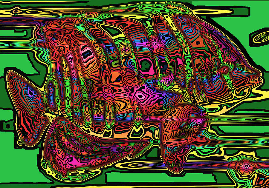 Fish Digital Art - Psychedelic Red Fish by Phil Sadler