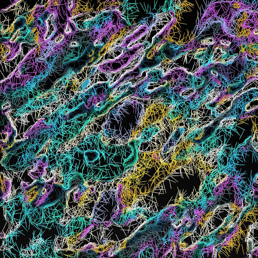 Psychedelic Rotten Sketching Texture Abstract Background In Green Purple Yellow Digital Art By Tim La