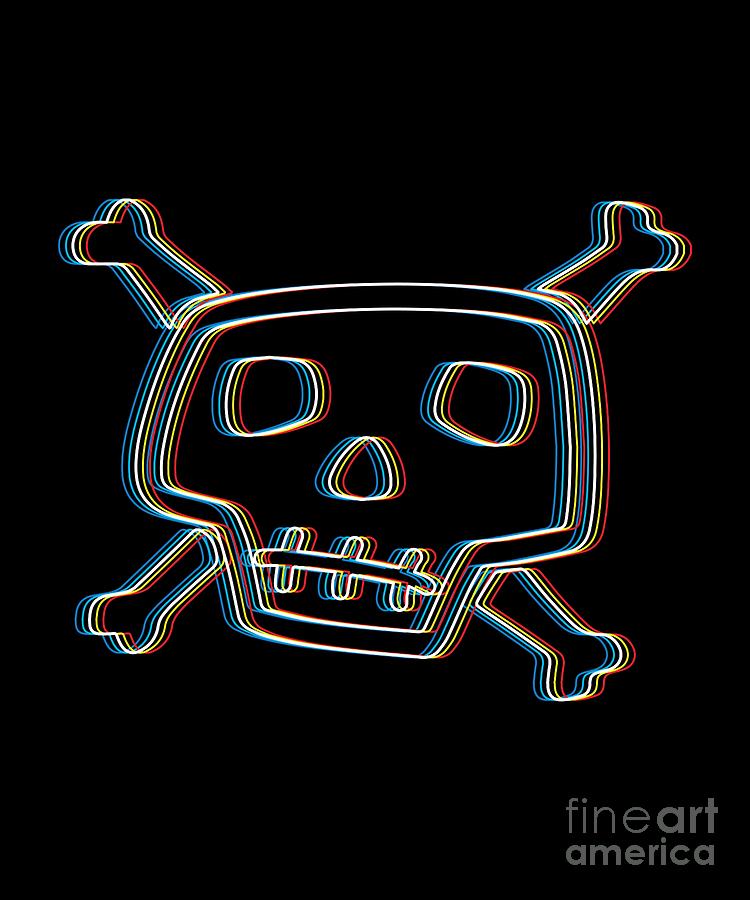 Psychedelic Skull Simple Halloween Costume Idea Scary Bone Collector Gift Skeleton Trippy Retro Digital Art by Martin Hicks