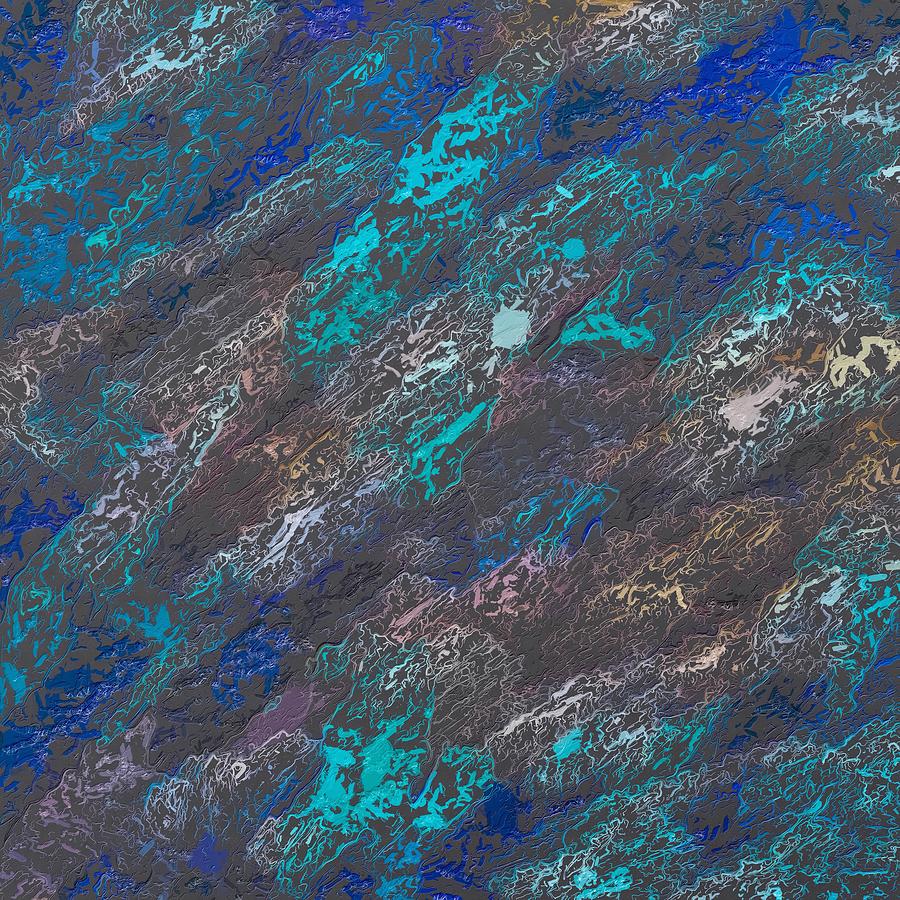 Psychedelic Splash Painting Texture Abstract Background In Blue And Black Painting