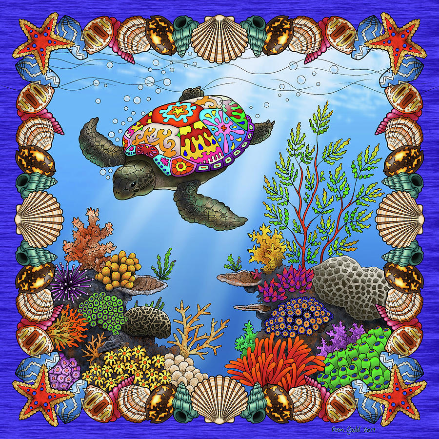 Turtle Painting - Psychedelic Turtle by Aron Gadd