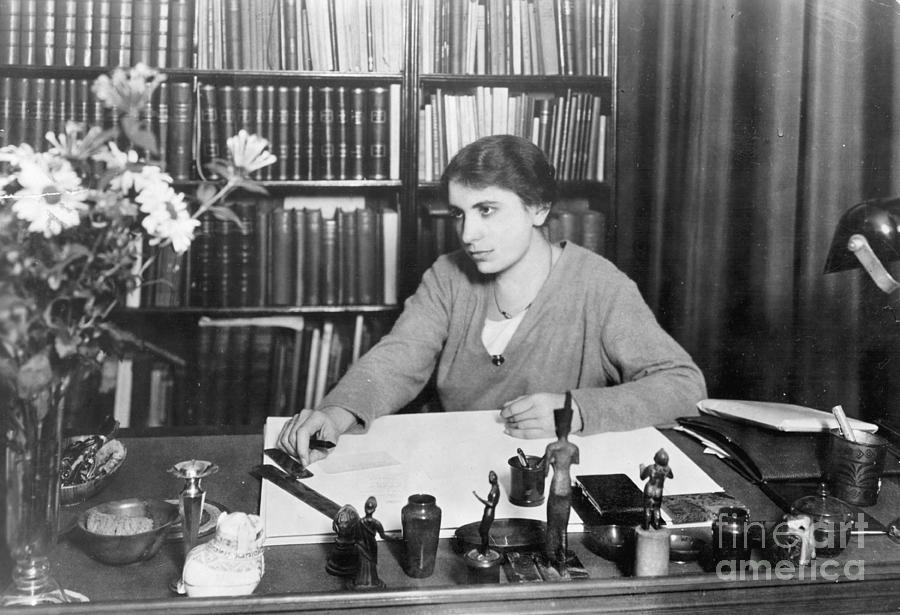 Psychiatrist Anna Freud At Her Desk Photograph by Bettmann