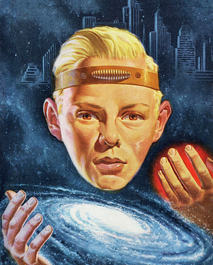 Science Fiction Drawing - Psychic Boy Wearing Head Band by CSA Images