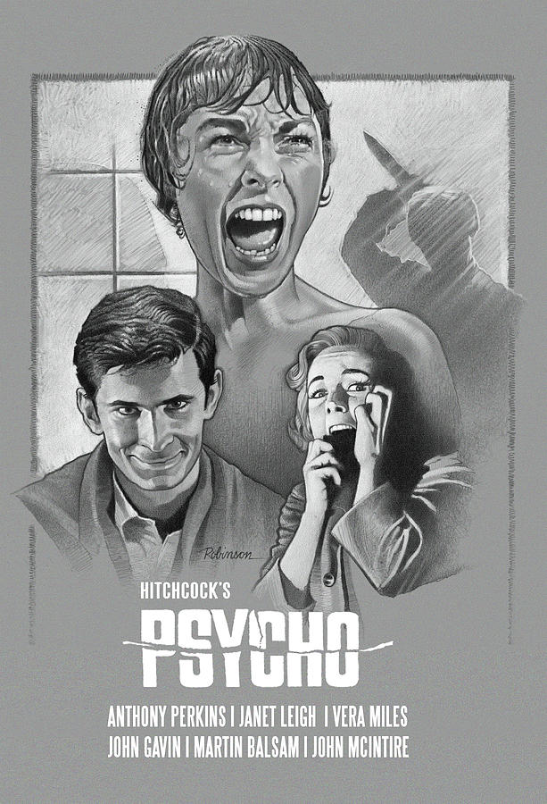 Psycho Drawing by D Robinson Pixels