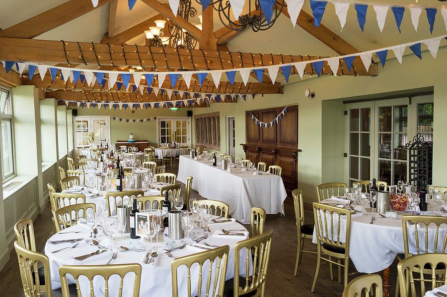 Pub Conservatory Decorated For Wedding Reception In West Yorkshire, England Photograph by Brian Harrison