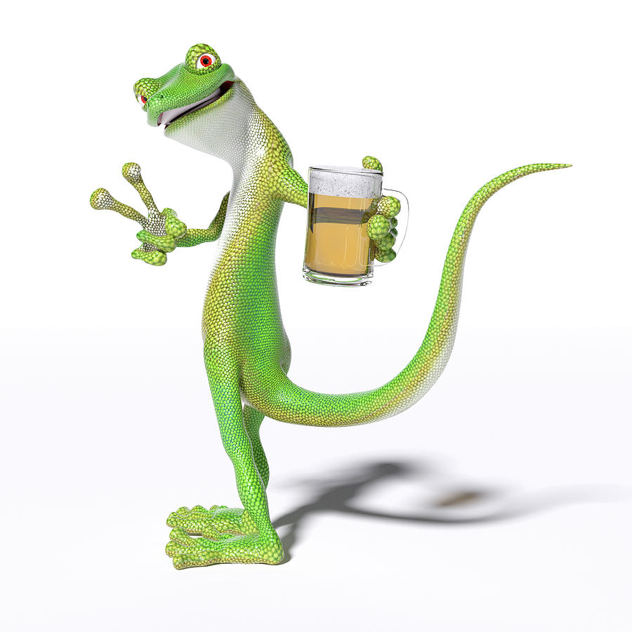 Gecko Digital Art - Pub Gecko by Betsy Knapp Gecko Digital Art - Pub Gecko by Betsy Knapp