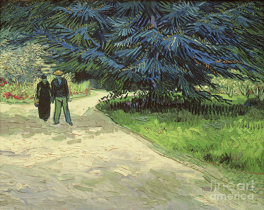 Public Garden With Couple And Blue Fir Tree The Poets Garden, 1888 By Van Gogh Painting by Vincent Van Gogh