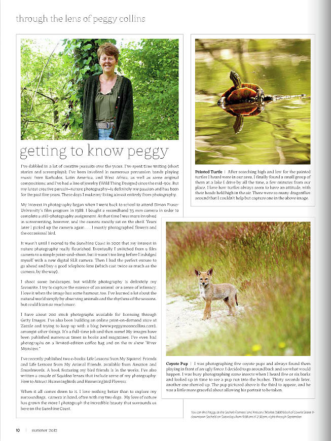 Published in Zoom Magazine - Article in Summer 2012 Edition Photograph by Peggy Collins