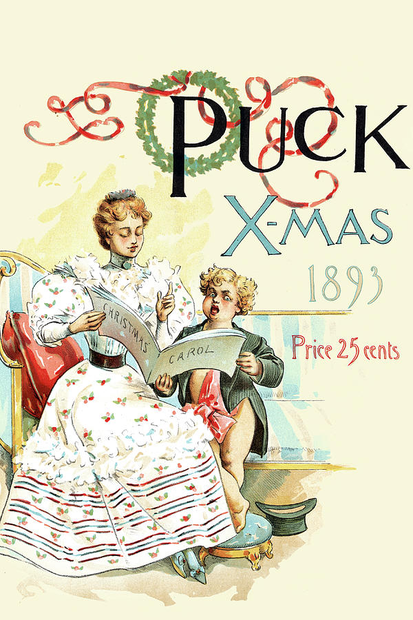 Christmas Painting - Puck Christmas 1893 by Unknown