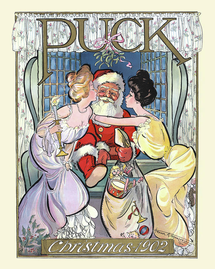Puck Christmas 1902 Painting by Frank A. Nankivel