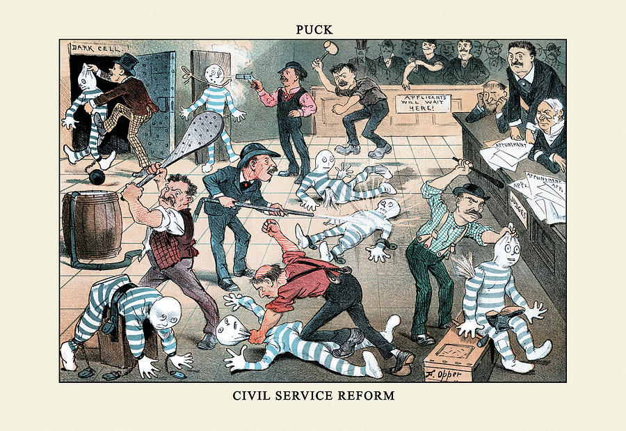 Prisoners Painting - Puck Magazine: A Civil Service Reform by F. Opper