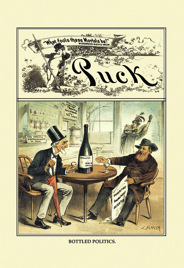 Puck Magazine: Bottled Politics Painting by J. Keppler