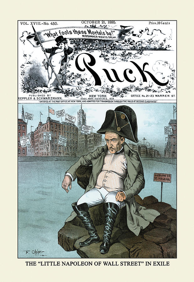 Puck Magazine: The Little Napoleon of Wall Street in Exile Painting by F. Opper