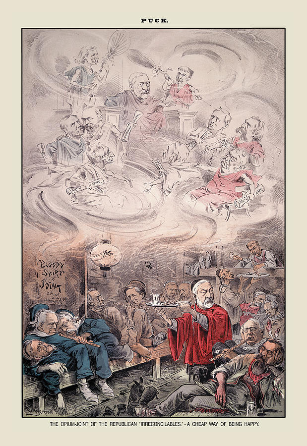 Puck Magazine: The Opium-Joint of the Republican Painting by Zimmerman