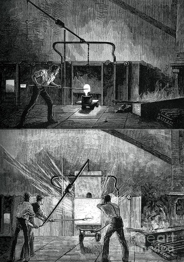 Puddlers At Work, C1880.artist Swain Drawing by Print Collector Puddlers At Work, C1880.artist Swain Drawing by Print Collector