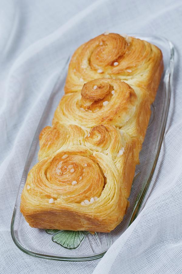 Puff Pastry Brioche With Sugar Nibs Photograph by Lydie Besancon