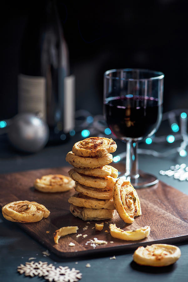 Puff Pastry Cheese And Smoked Paprika Pinwheels As Snack For Christmas Photograph by Magdalena Hendey