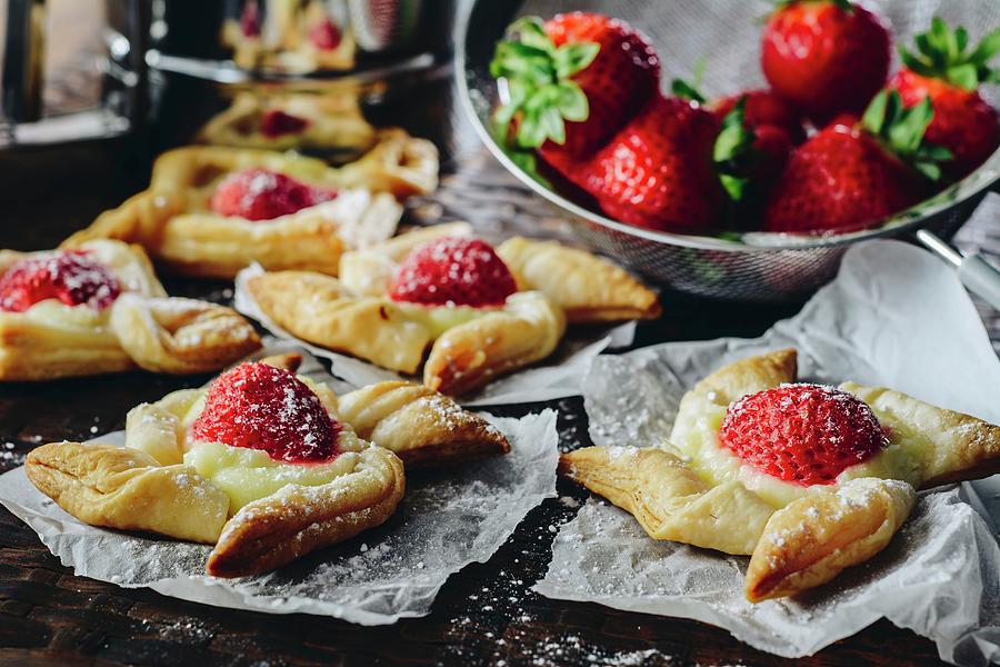 Puff Pastry Dessert With Strawberries Photograph by Mateusz Siuta