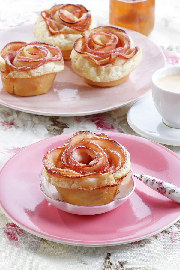 Puff Pastry Muffins With A Flower-shaped Apple Photograph by Wawrzyniak.asia