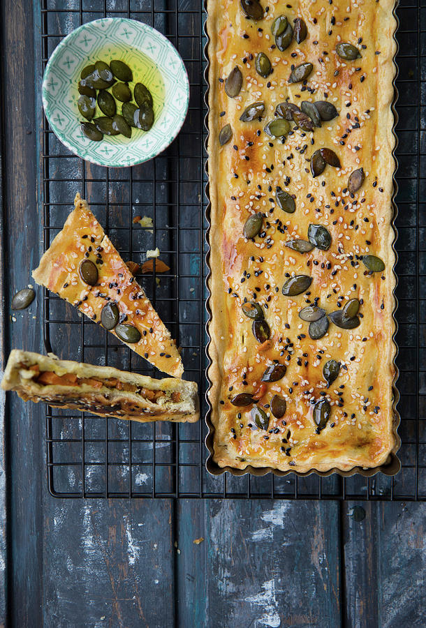 Puff Pastry Pie With Carrots And Pumpkin Seeds Photograph by Patricia Miceli